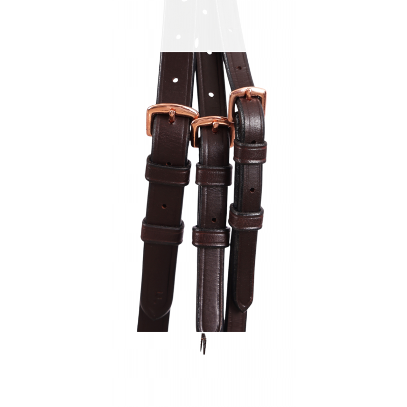 Elano Fully Padded Flash Bridle with Rubber Reins ( Brown / Rose Gold)